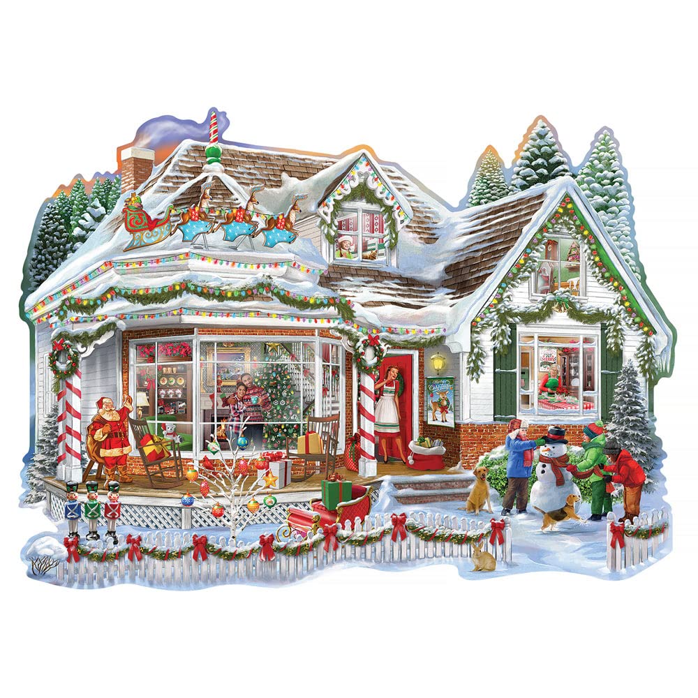 Bits and Pieces - 750 Piece Jigsaw Puzzle for Adults - Christmas Call to Dinner' - Shaped Xmas Jigsaw Puzzle by Bigelow Illustrations, Completed