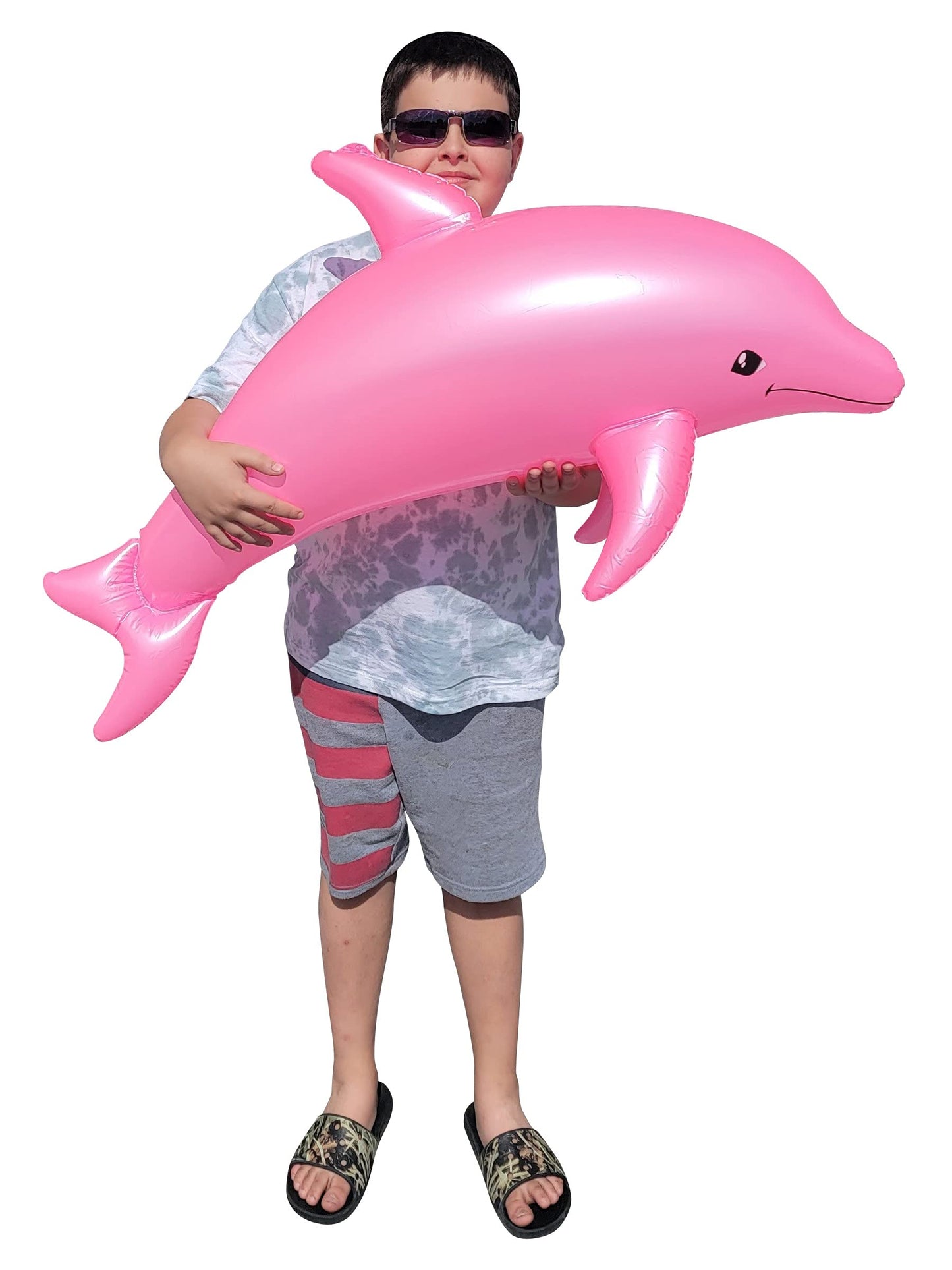 Huge 40" Pearlized Dolphin INFLATE Inflatable Pool Toy Beach Poolside Aquatic Themed Decor Birthday Party Buffet Table Decoration (Pink - 1 Pack)