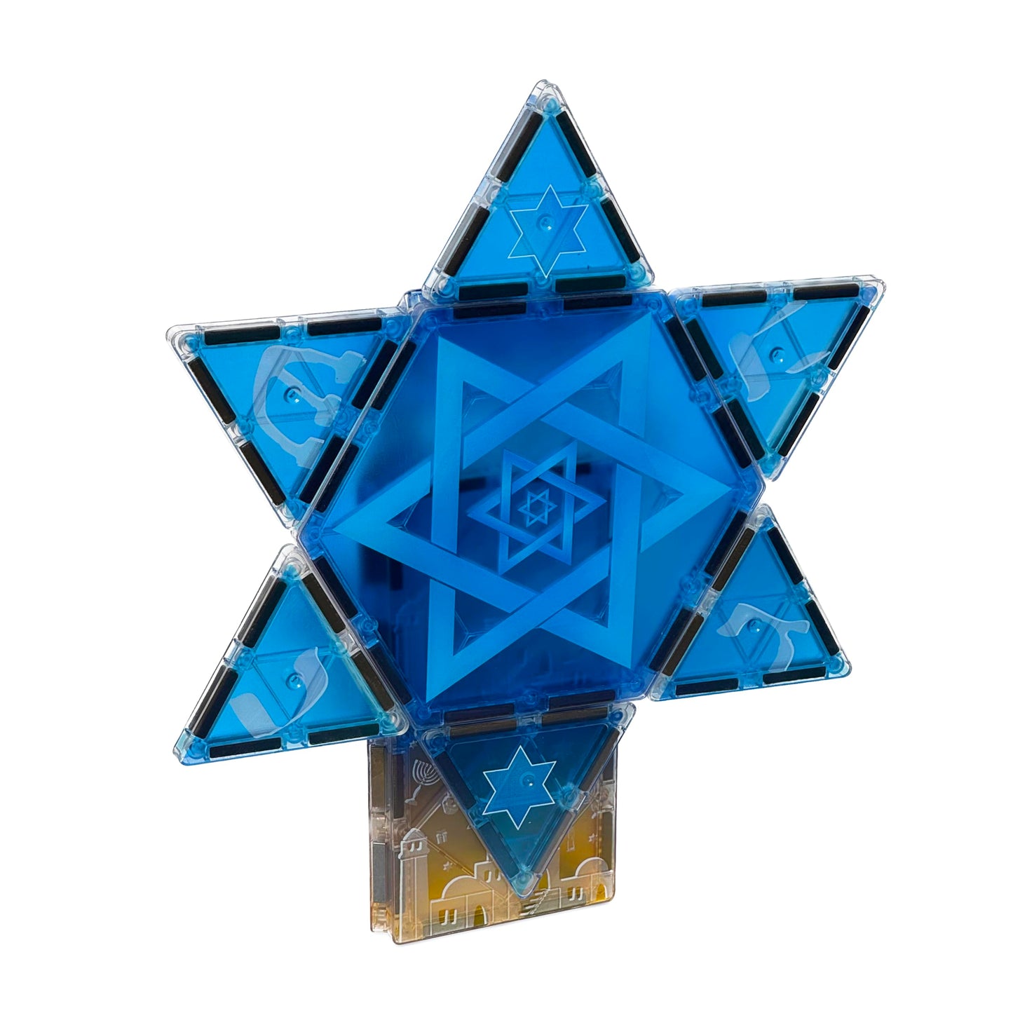 CreateOn Hanukkah Starter Set - Magnetic Tiles, Building Set for Kids, Magnetic Building Toy, STEM Travel Toys for Boys and Girls Ages 3+, 13-Piece