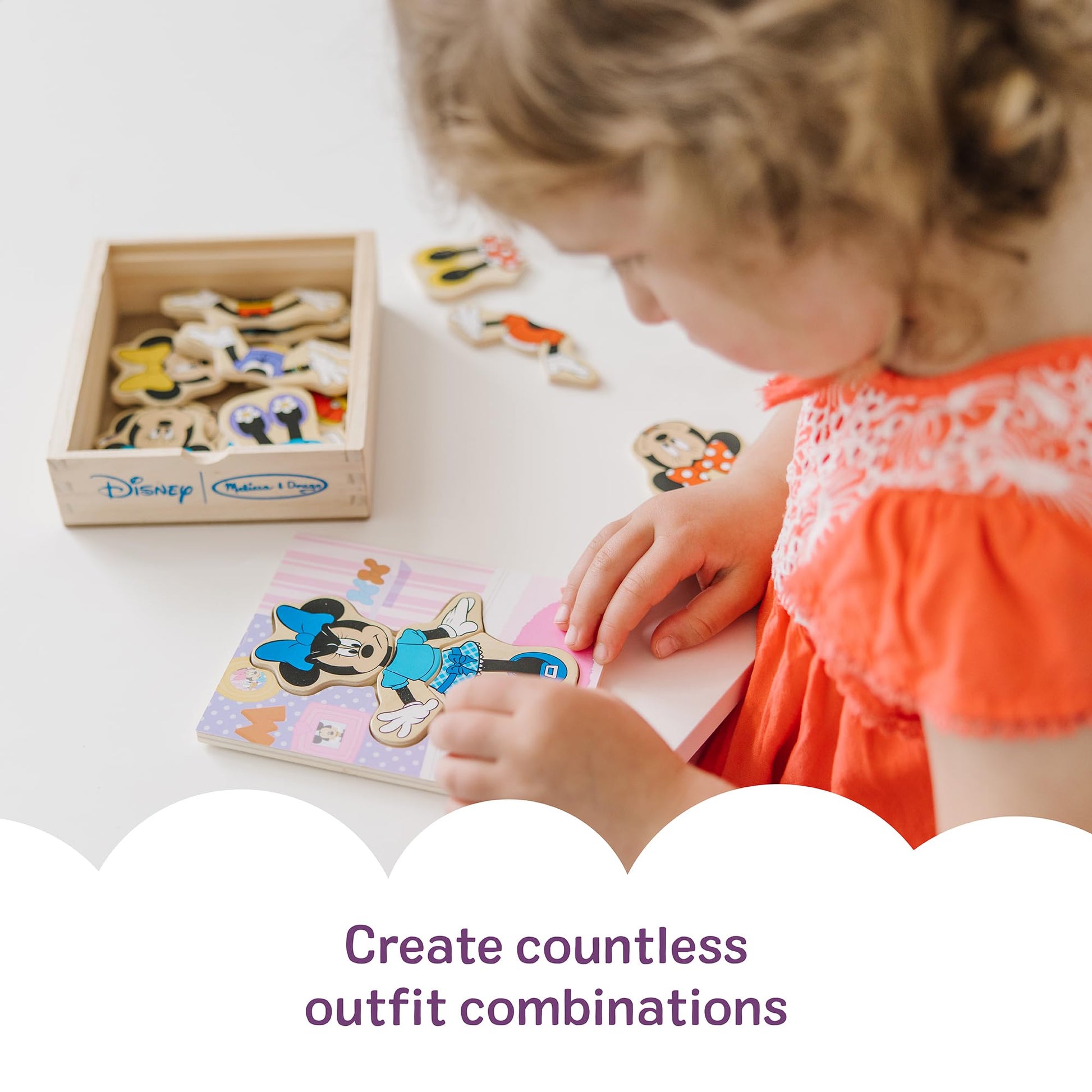 Melissa & Doug Disney Minnie Mouse Dress-Up Puzzle, 18 Pieces Mix and Match Outfits, Sorting & Matching Toy with Storage Case, Educational Puzzle for