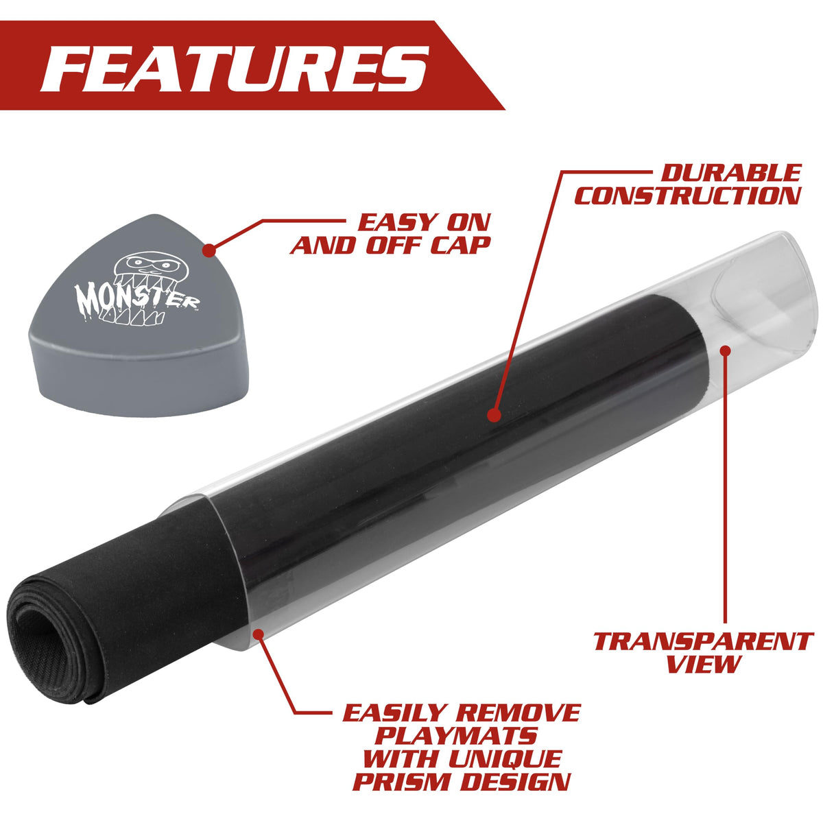 The Original Monster Prism Playmat Tube, Silver, TCG Game Mat Storage