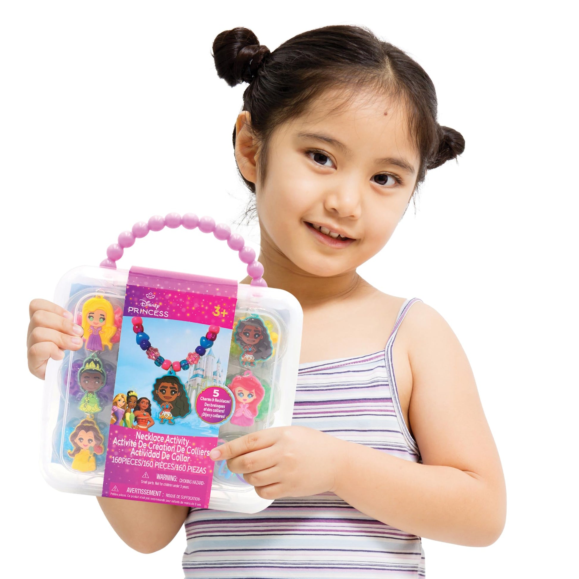 Disney Princess Necklace Activity Case - Jewelry Making Kit with Beads, Charms & Strings - Create Custom Princess Necklaces - Craft Gift for Girls