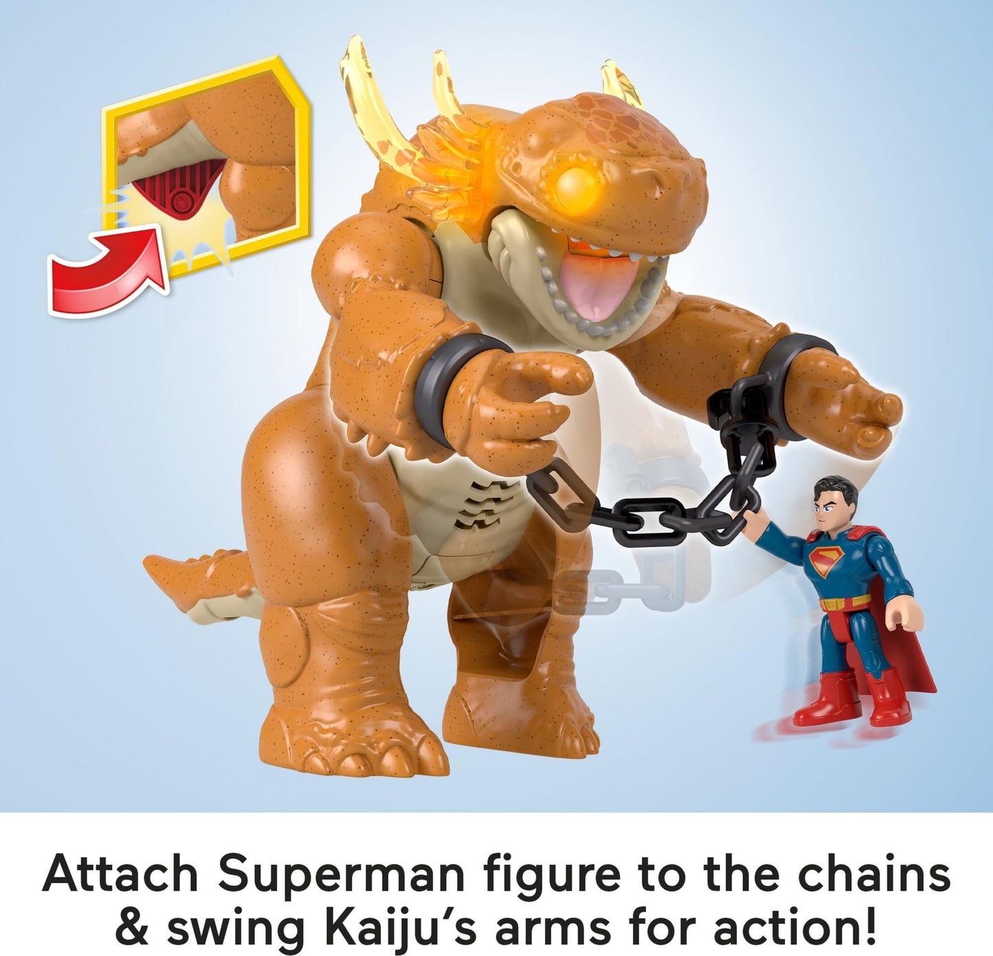 Fisher-Price Imaginext Superman Toy with Lights, Sounds, Motion & 3-inch Action Figure, 10-inch Monster with Chains, for Ages 3+