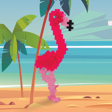 PLUS PLUS Flamingo - 3D Animal Figurine Building Block Set Tube, Mini Interlocking Puzzle Pieces - Fun Stem Toys for Kids