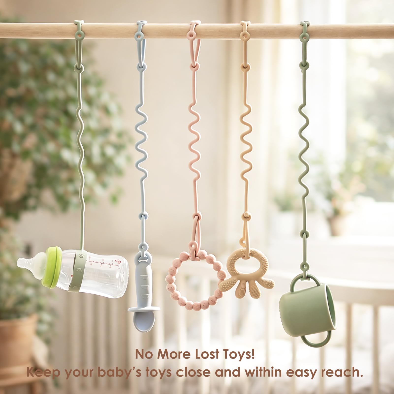 Andy Bear Toy Straps for Baby 6 Pack Keep Your Baby's Toys and Sippy Cups Secure with Toy Straps and Sippy Cup Strap Adjustable Silicone Toy Straps
