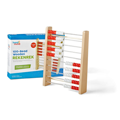 hand2mind 100 Bead Wooden Rekenrek, Abacus for Kids Math, Math Manipulatives Kindergarten, Counting Rack for Kids, Counters for Kids Math, Educational
