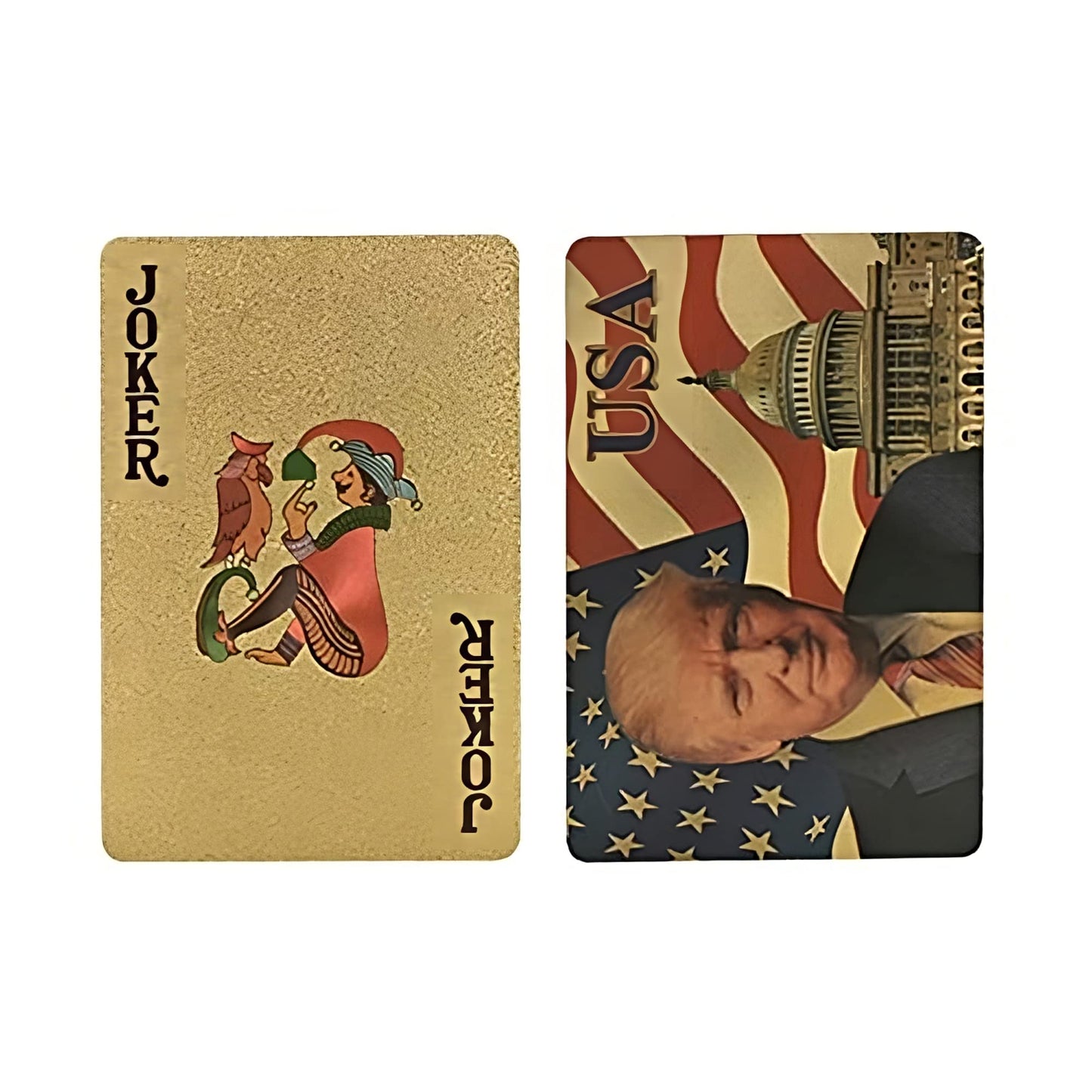 blinkee Tremendous Trump Triumph 24K Gold-Plated Waterproof Poker Cards - Premium 52-Card Deck with 2 Jokers, Presidential Design & PET Plastic