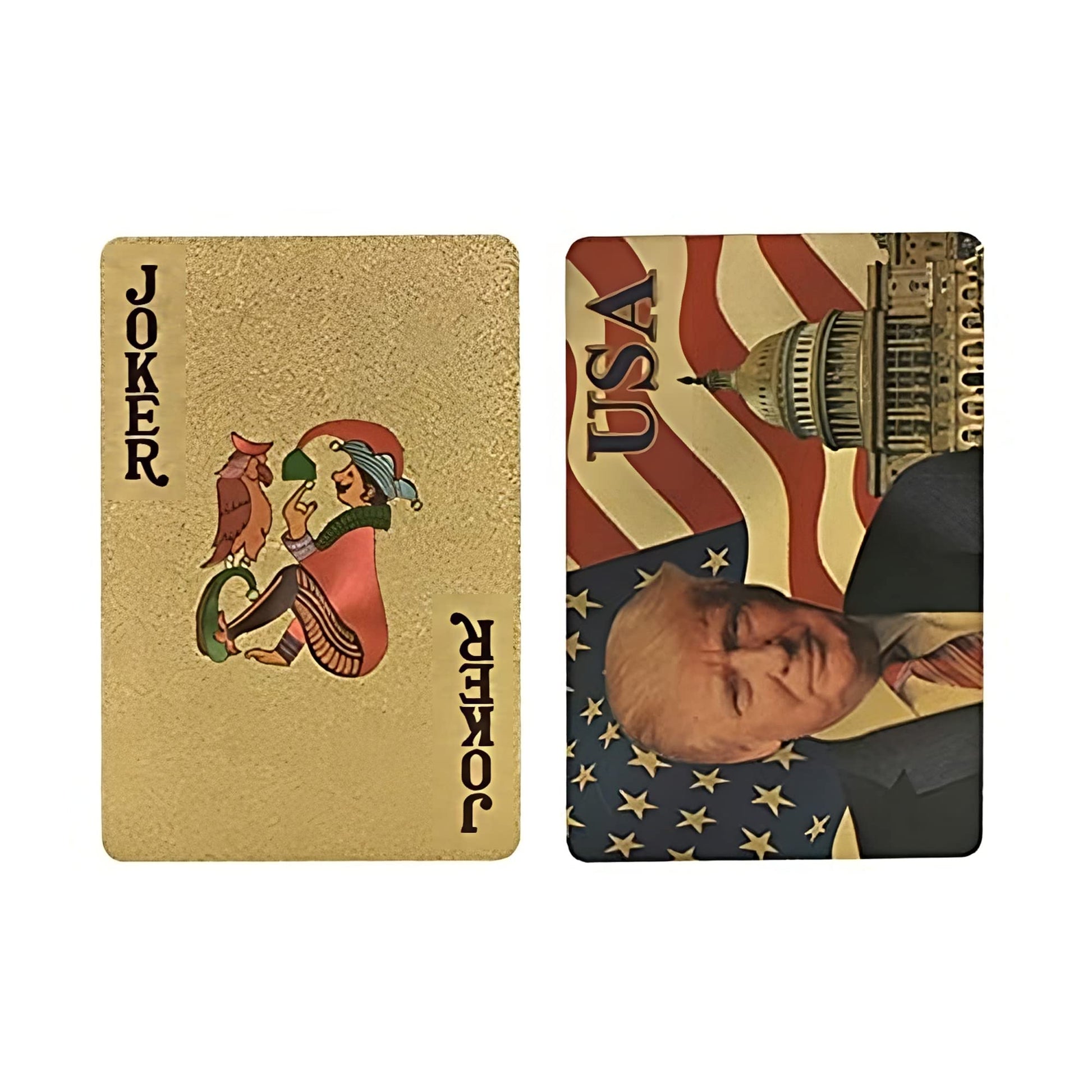 blinkee Tremendous Trump Triumph 24K Gold-Plated Waterproof Poker Cards - Premium 52-Card Deck with 2 Jokers, Presidential Design & PET Plastic