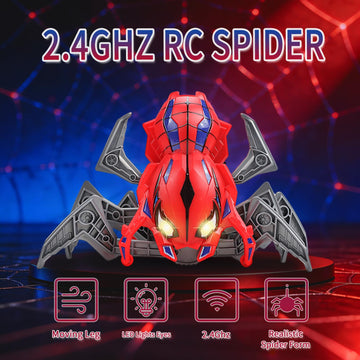 BoomCaCa Remote Control Spider Toys for Boys 4-6 with Eyes Lights, Moving Legs, Fast Speed & 360° Spin, Rechargeable RC Spider Kids Toys for Ages 3-4