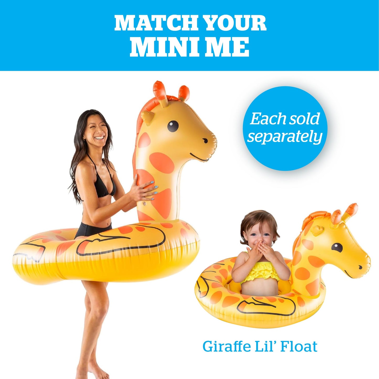 BigMouth Giant Animal Pool Float, Inflatable Floatie Tube, Blow Up Swim Ring, Outdoor Summer Pool Party Water Toy - Giraffe