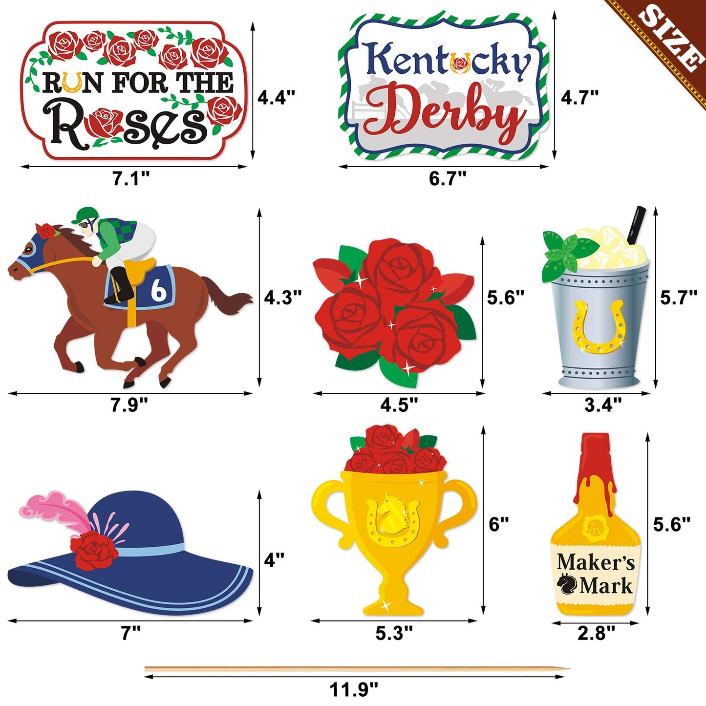 Kitticcino Derby Day Party Supplies Centerpieces Sticks Talk Derby to Me Table Toppers for Horses Race Birthday Party Horse Themed Party Decorations