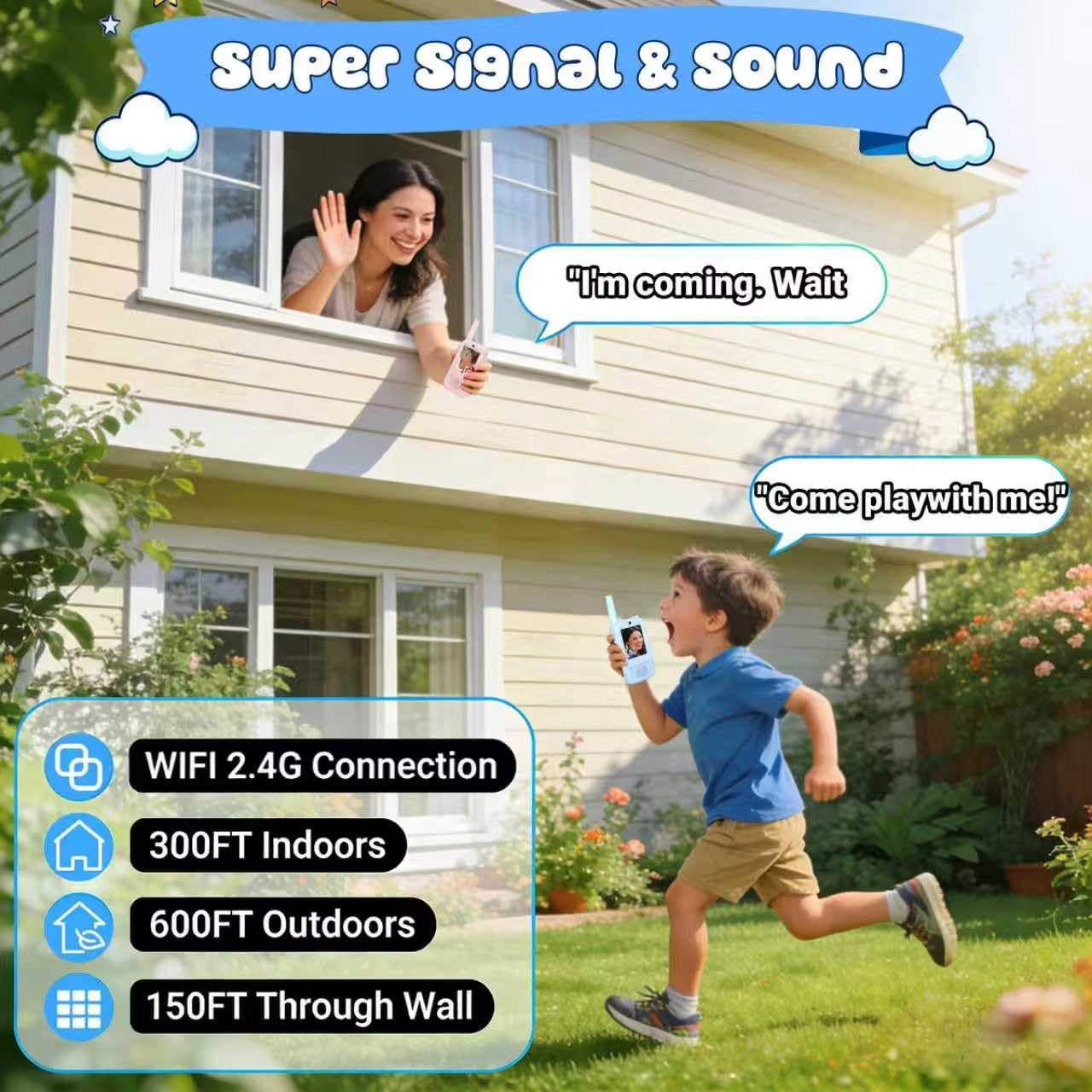 Video Walkie Talkies for Kids Ages 3-12, 2 Pack Rechargeable Walkie Talkie Toys with Screen & 4 Voice Changers, Long Range Two Way Radios for Indoor