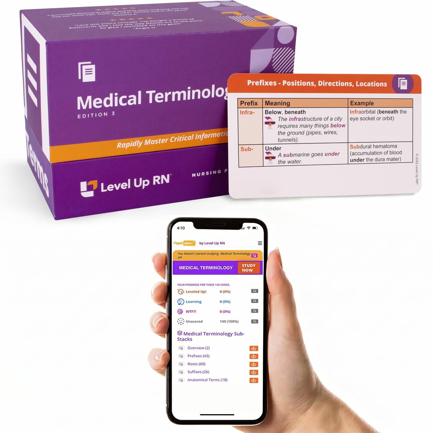 Medical Terminology Flash Cards - 559 prefixes, Roots, suffixes, Key Terms - Plus 397 Examples and 159 Easy Memorization Tips + Illustrations. Related