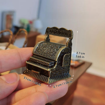 Vintage Style Gold Cash Register: 1:12 Dollhouse Miniature with Opening Drawer
