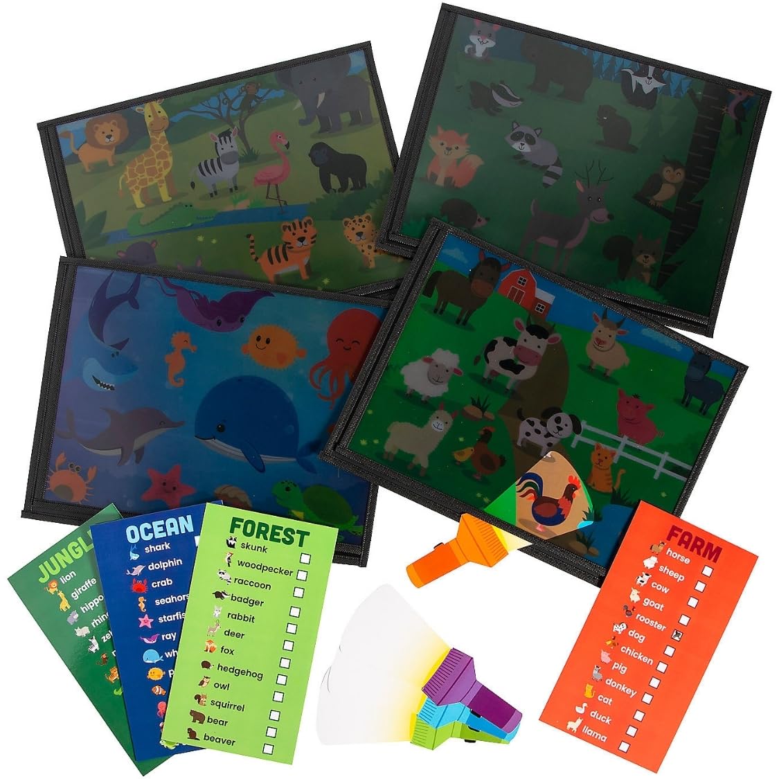Fun Express Find The Animal Magic Flashlight Activity Set, 12 Pieces