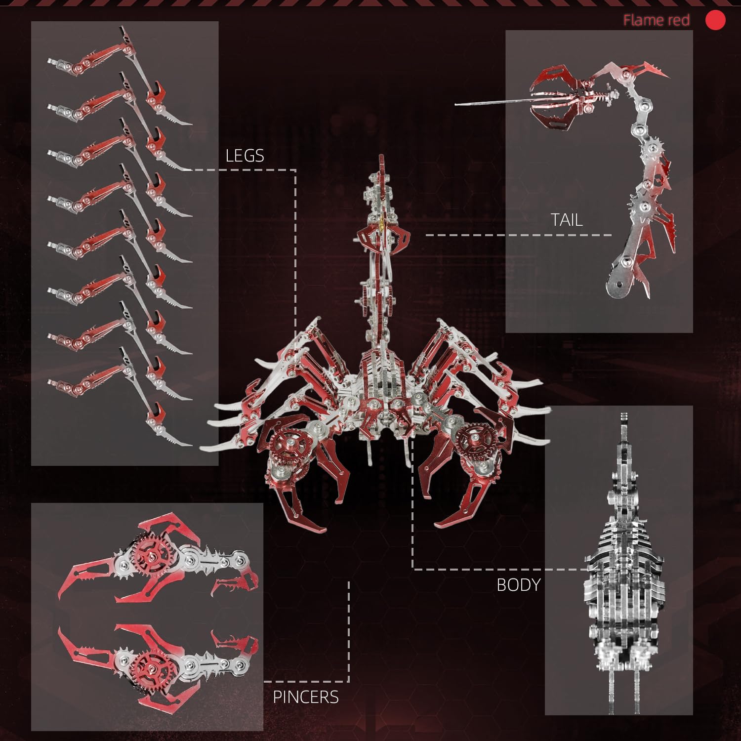kolotesame Scorpion 3D Metal Puzzle Model for Adults, DIY Mechanical Scorpion Challenging Building Kit with Tool, Cool Desk Decor for Man or 3D