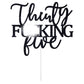 Thirty Five Cake Topper - Happy 35th Birthday Cake Decor - Cheers to 35 Years Birthday Party Decorations Supplies, Black Glitter