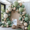 Dusty Green White Sand Balloon Garland - Double Stuffed Light Sage Green White Cream Balloon Arch Kit Latex Olive Beige Balloons for Baby Shower