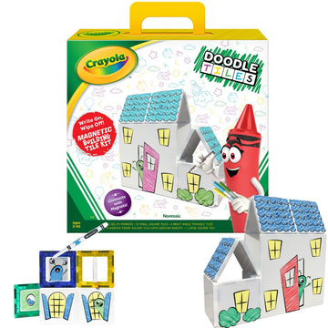 CreateOn Crayola Doodle Magnetic Tiles Building Set for Kids, Magnetic Kids’ Building Toys, STEM & Montessori Arts & Creativity Toys for Boys
