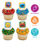 Sesame Street Rings, 24 Cupcake Toppers Featuring Elmo, Big Bird, Cookie Monster, Grover, Bright Colorful Cupcake Decorations, Food Safe - 24 Pack