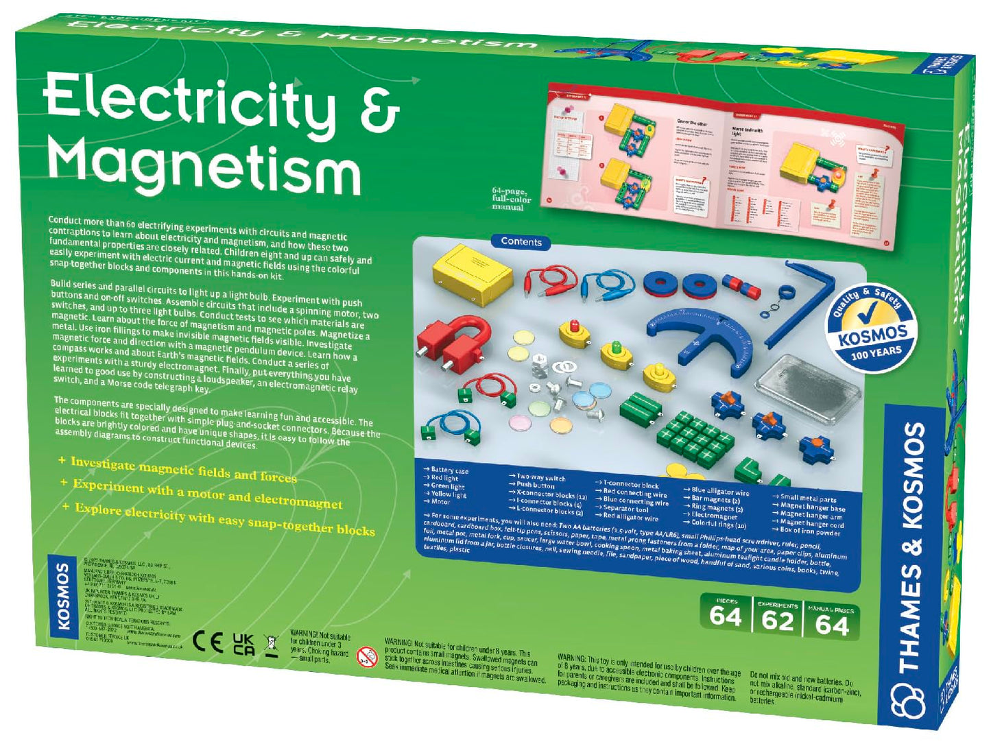 Thames & Kosmos Electricity & Magnetism Science Kit | 62 Safe Experiments Investigating Magnetic Fields & Forces for Ages 8+ | Assemble Electric