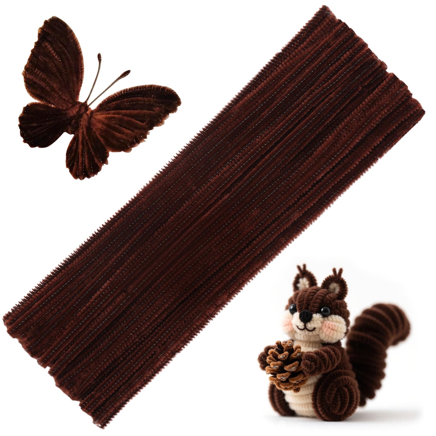 60 Pieces Brown Pipe Cleaners, Christmas Craft Pipe Cleaners,Pipe Cleaners Chenille Stem,Pipe Cleaners Bulk,Art Pipe Cleaners for Creative Home