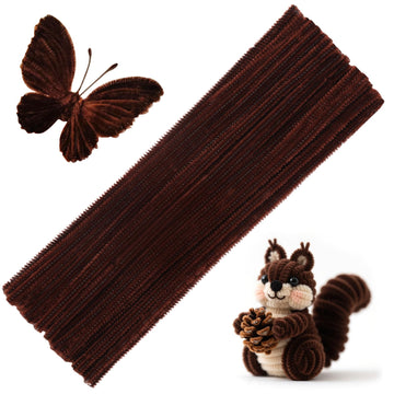60 Pieces Brown Pipe Cleaners, Christmas Craft Pipe Cleaners,Pipe Cleaners Chenille Stem,Pipe Cleaners Bulk,Art Pipe Cleaners for Creative Home