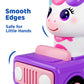iPlay, iLearn Press to Go Unicorn Car Toys for Toddler 1-3, Baby Animal Racing Cars, Infant Girl Push Go Friction Toy, Kids Play Vehicle for 12 18 24