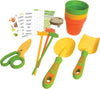 Curious Gardener 12 Piece Gardening Tool Set for Kids Ages 4-8 Years - Grower's Set - Includes Trowel, Shovel, Shears, 3 Nursery Pots, 3 Markers,