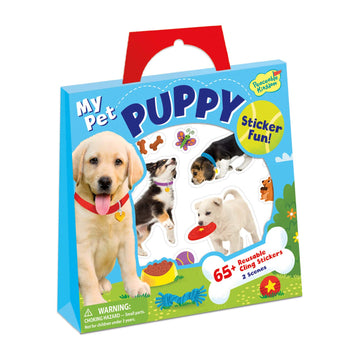 Peaceable Kingdom Reusable Sticker Totes: My Pet Puppy - 2 sticker scenes & over 65 reusable cling stickers in a carry tote - Great for trips, errands