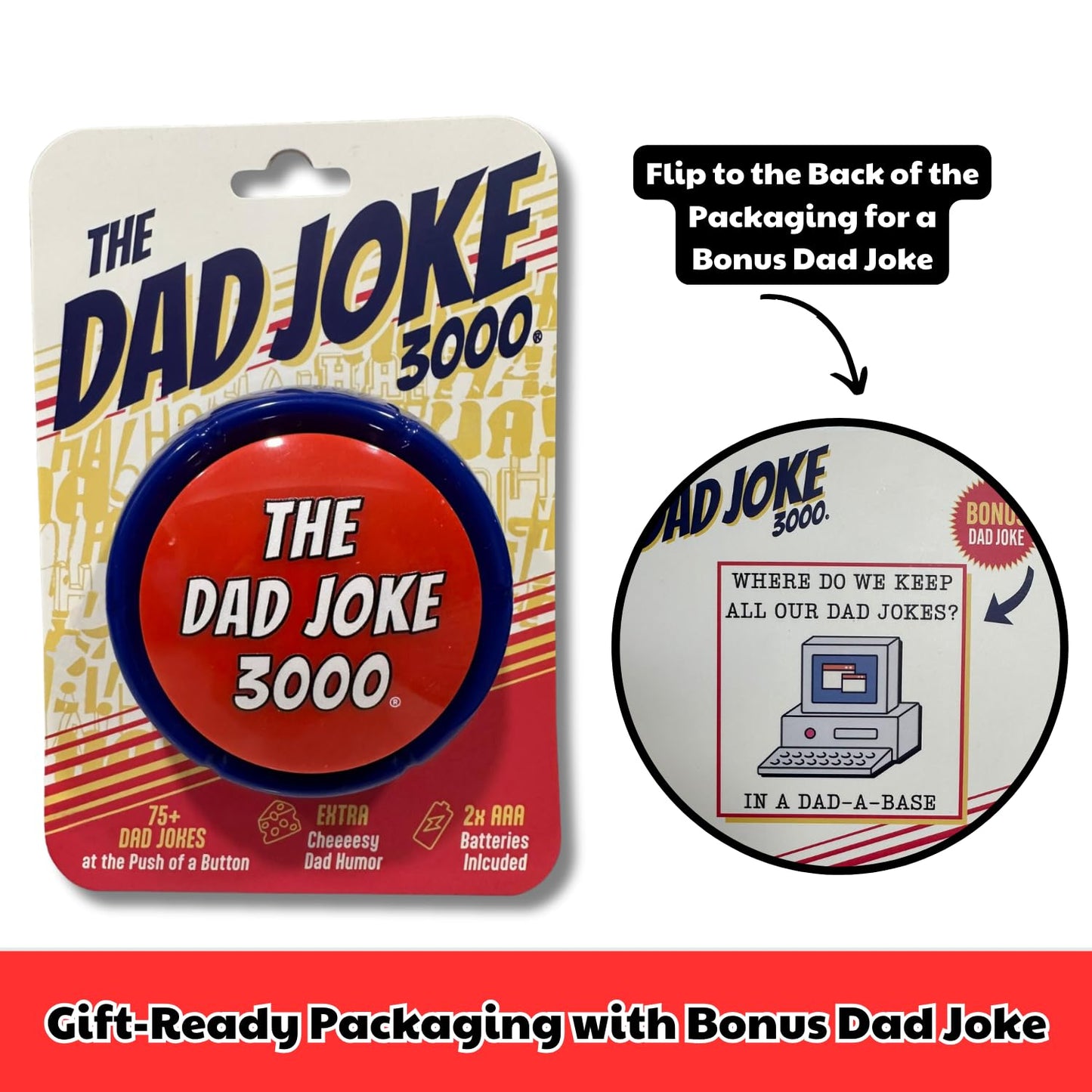 Gifts for Dad and Fathers - Features 75+ Extra Funny Dad Jokes at The Push of a Button - Dad Gifts from Daughter, Dad Birthday Gift, White Elephant