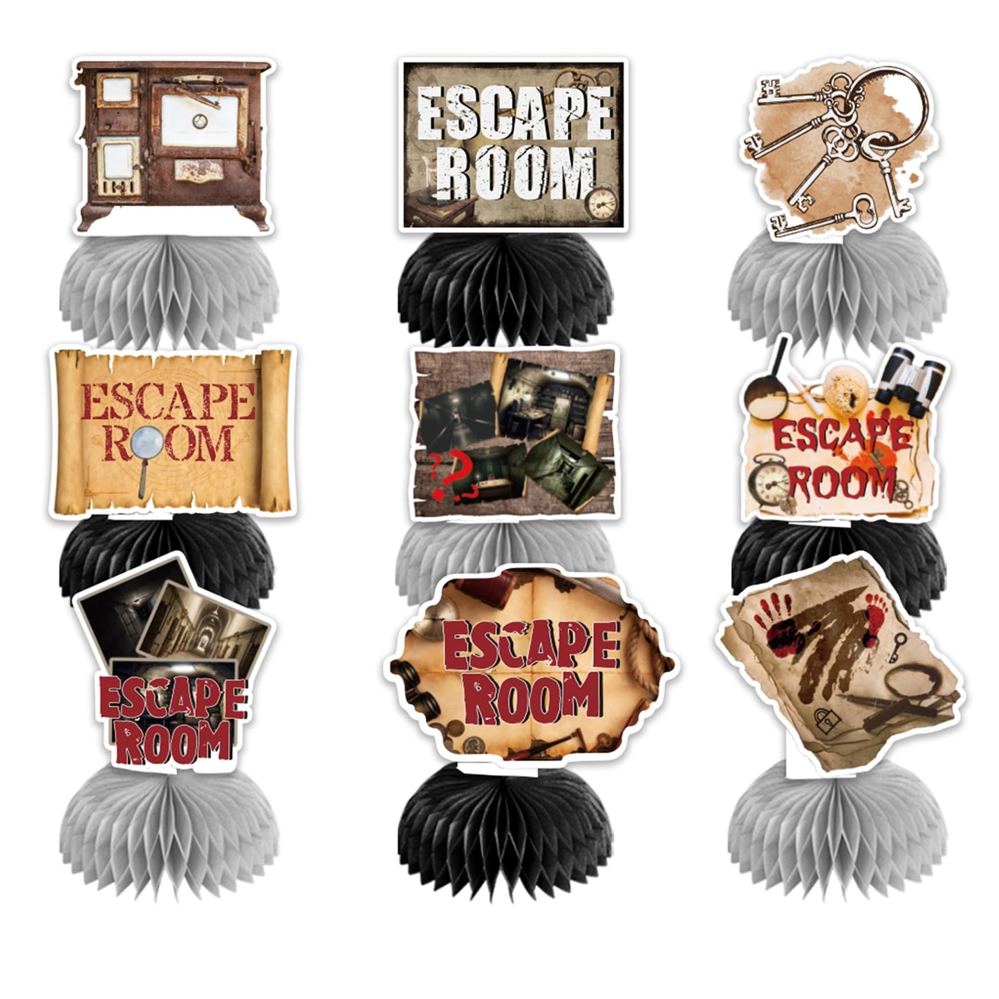 9 PCS Escape Room Honeycomb Centerpieces Table Decorations Escape Room Table Centerpieces for Escape Room Party Supplies Birthday Party Decorations