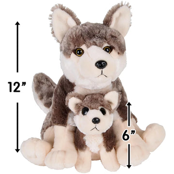 Rhode Island Novelty 12" AND 6" BIRTH OF LIFE WOLF PLUSH