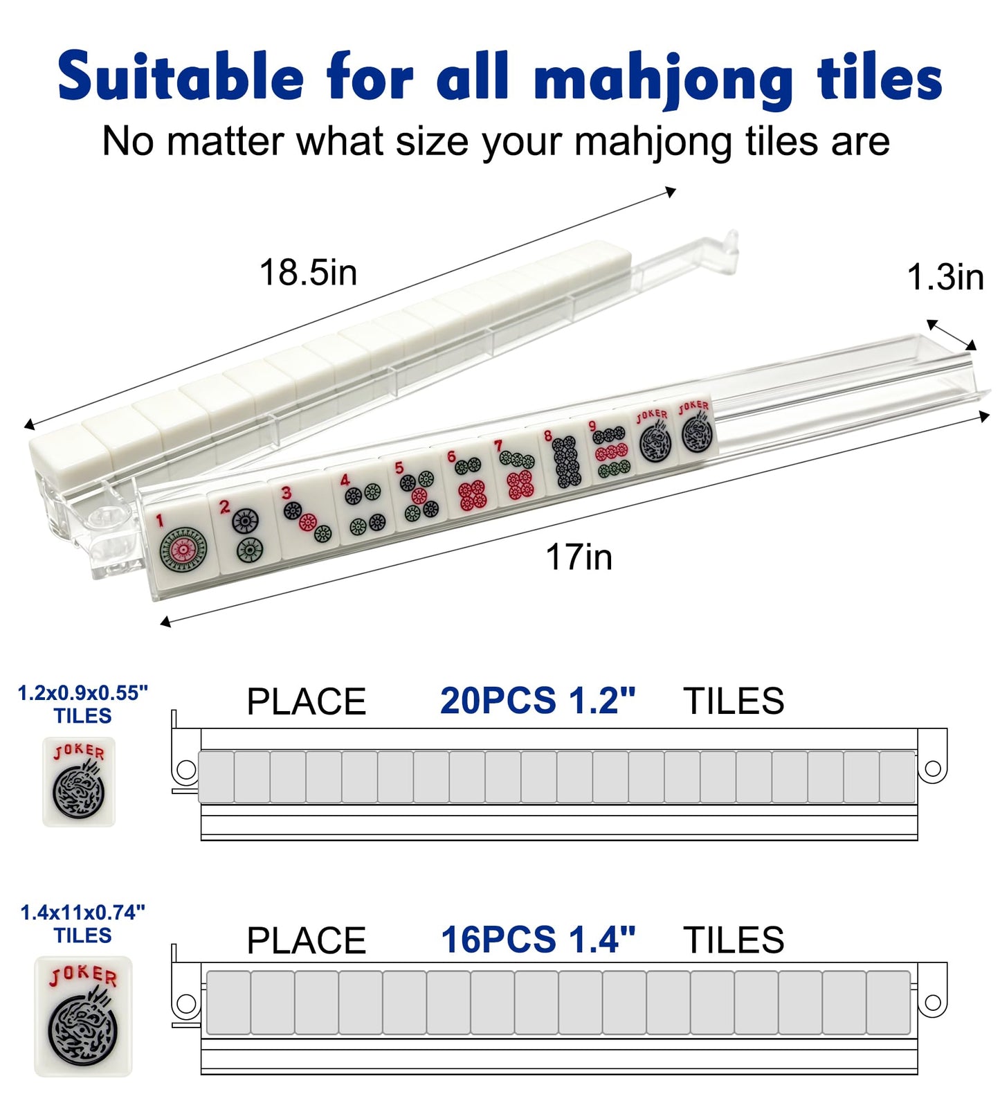 CIGOCIVI Mahjong Racks with Pushers Set of 4, Mahjong Tile Racks and Bag for American Mahjongg Accessories (Clear)