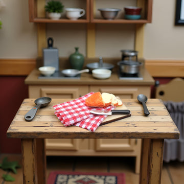 1 Set 1/12 Miniature Bread on Board Dollhouse Decoration Accessories Dollhouse Scale Kitchen Miniature Bread (1.7x1.2x0.5 inch)