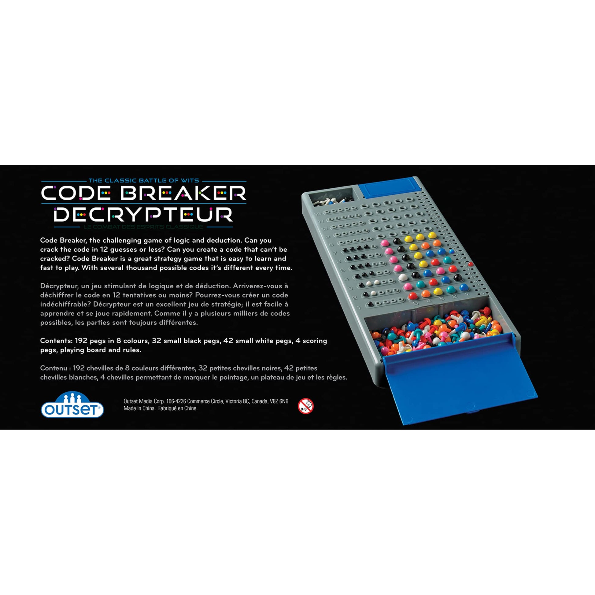 Outset Media Code Breaker - The Classic Battle of Wits, Logic & Deduction Head-to-Head, Strategy Code Creating & Cracking Peg Game, Outset Media, Ages
