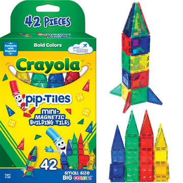 CreateOn Crayola Mini Magnetic PIP-Tiles, Building Set for Kids, Magnetic Building Toys for Kids, STEM Travel Toys for Boys and Girls Ages 3+