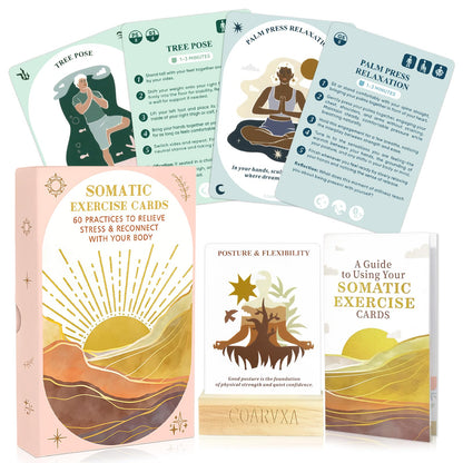Somatic Therapy Exercise Cards for Women-60 Mindfulness Cards for Stress Reduction and Emotional Balance- Unique Motivational Gift for Yoga