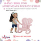 Emily Rose 18" Doll Adirondack Rocking Chair - Pink Wooden Heart-Back Design Furniture with Smooth Rocking Motion - USA Brand - Compatible