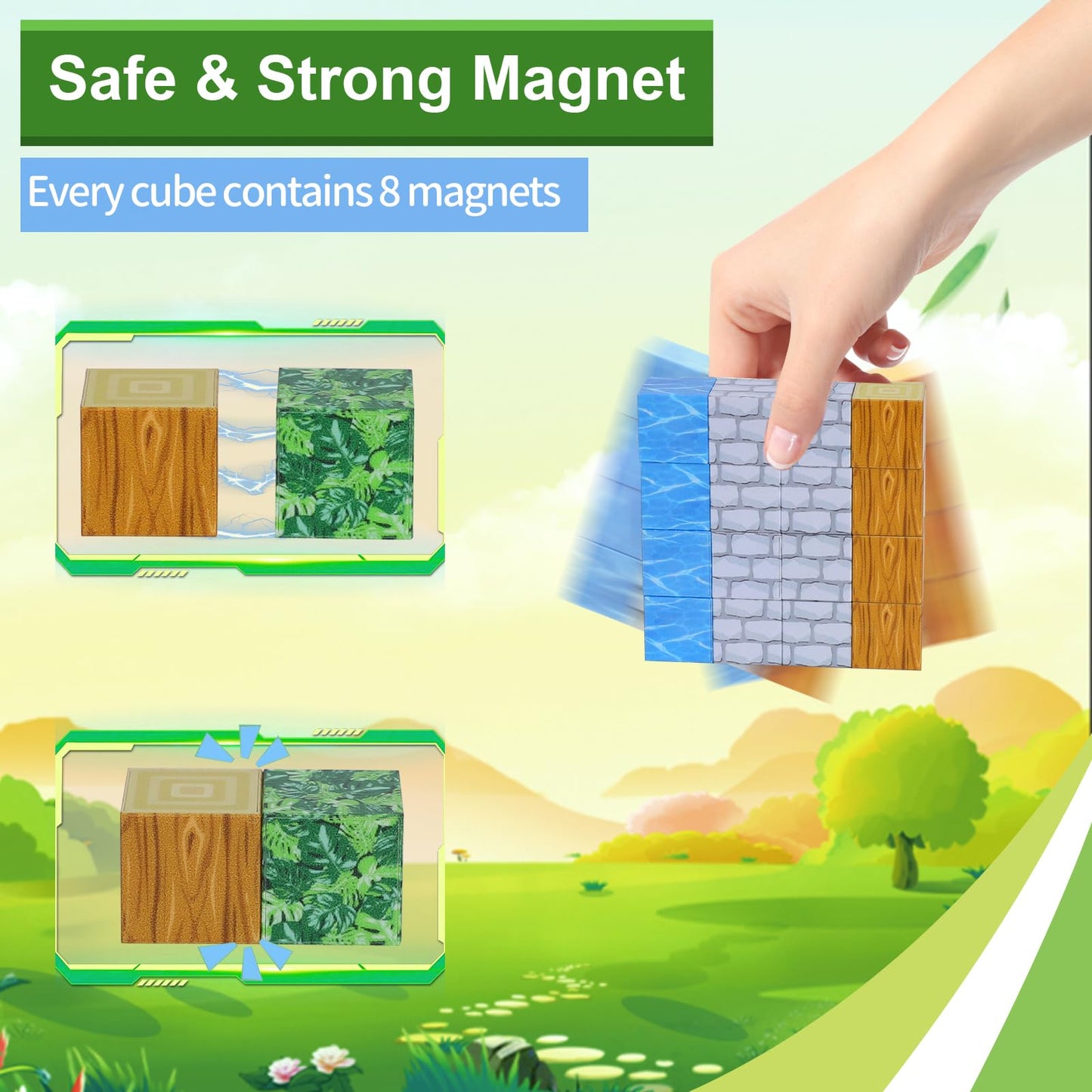Dulsaera Magnetic Blocks-Build 110PCS Toys for Boys & Girls Age 6 7 8 9 10, Stacking Building Toys for Toddlers Fidget Cubes Sensory Toy