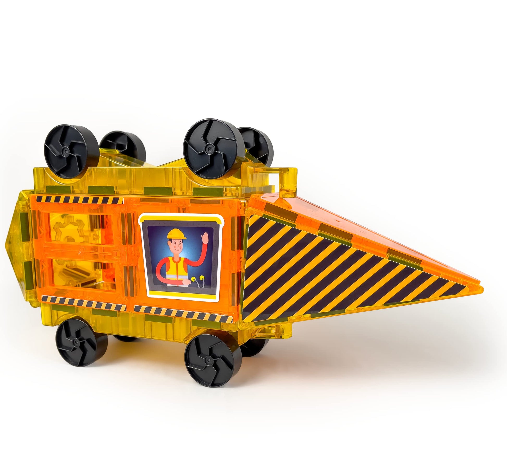 Tytan Tiles Construction Site & Trucks 60-Piece Magnetic Tiles Building Set, Fun Kids’ STEM Toy, Creative Play, Shape & Pattern Recognition, Fine
