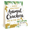 Bessmoso Safari Baby Shower Game - Guess How Many Animal Crackers, Jungle Theme Baby Shower Games with Standing Sign and 30 Cards, Gender Neutral Baby