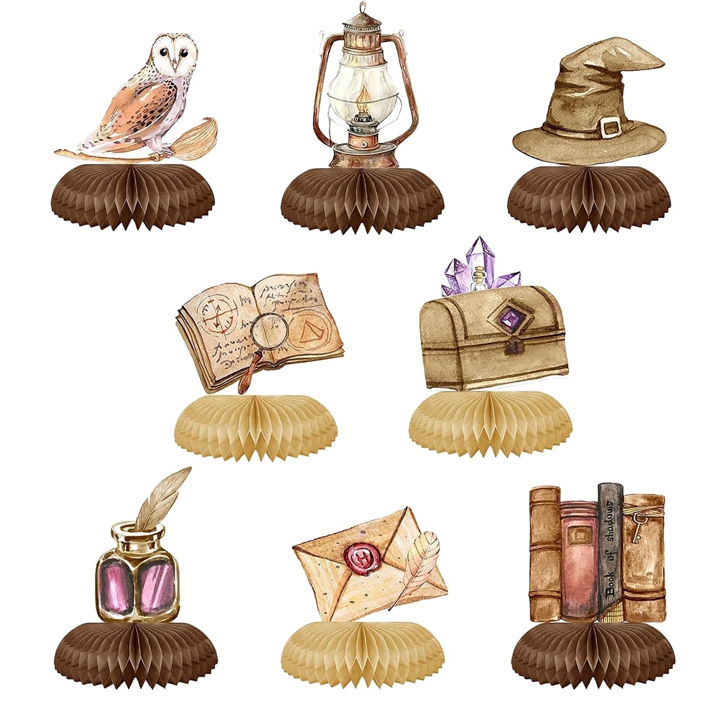 GLNystegal Magical Wizard Birthday Party Decorations Castle&Owl Honeycomb Table Centerpieces Magical Theme Party Decor for Birthday, Halloween