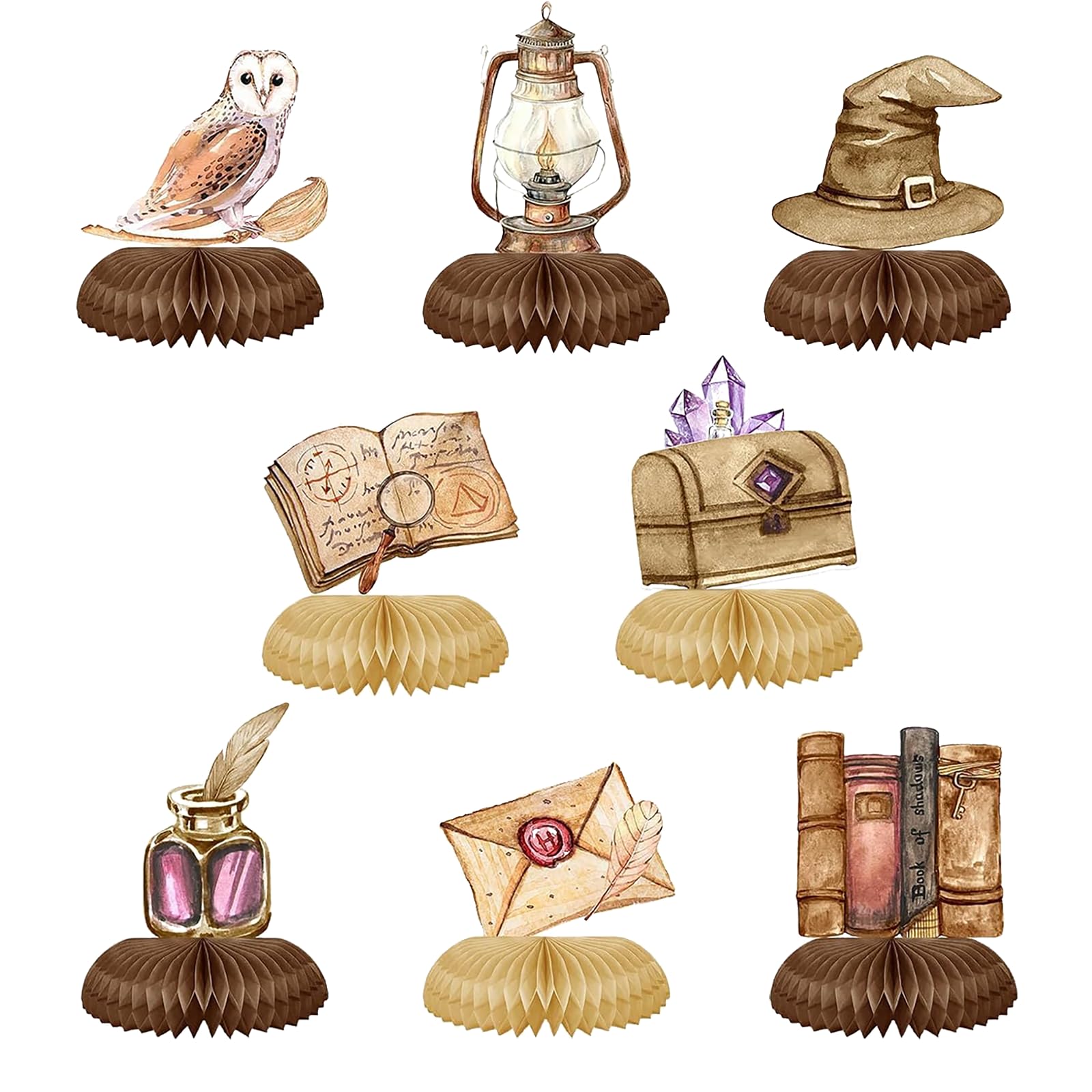 GLNystegal Magical Wizard Birthday Party Decorations Castle&Owl Honeycomb Table Centerpieces Magical Theme Party Decor for Birthday, Halloween