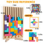 Wooden Stacking Toys 3D Puzzles - Russian Brain Pattern Blocks with Cards & Bag - Montessori Toys for 3-8 Year Old, Color Stack Game Board