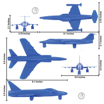 TimMee Plastic Army Men Cold War Fighter Jets - Blue Airplanes Made in USA