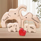 Personalized Bear Family Wooden Art Puzzle, Wooden Bear Jigsaw Puzzle with Heart, Customized Gift for Mom Dad Home Decoration (Popular Elephant Gift)