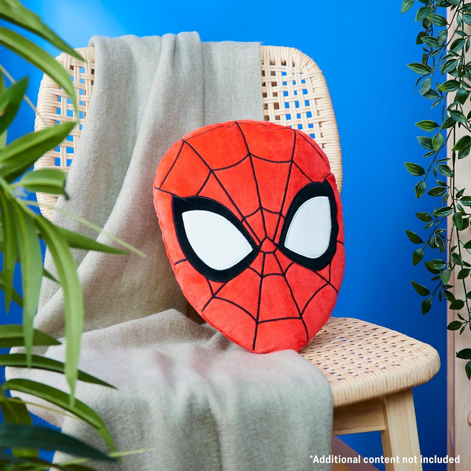 Spiderman Plush Pillow for Kids - Bundle with Decorative Spiderman Pillow for Bedroom, Bed, Couch, and More Plus Stickers | Spiderman Room Decor