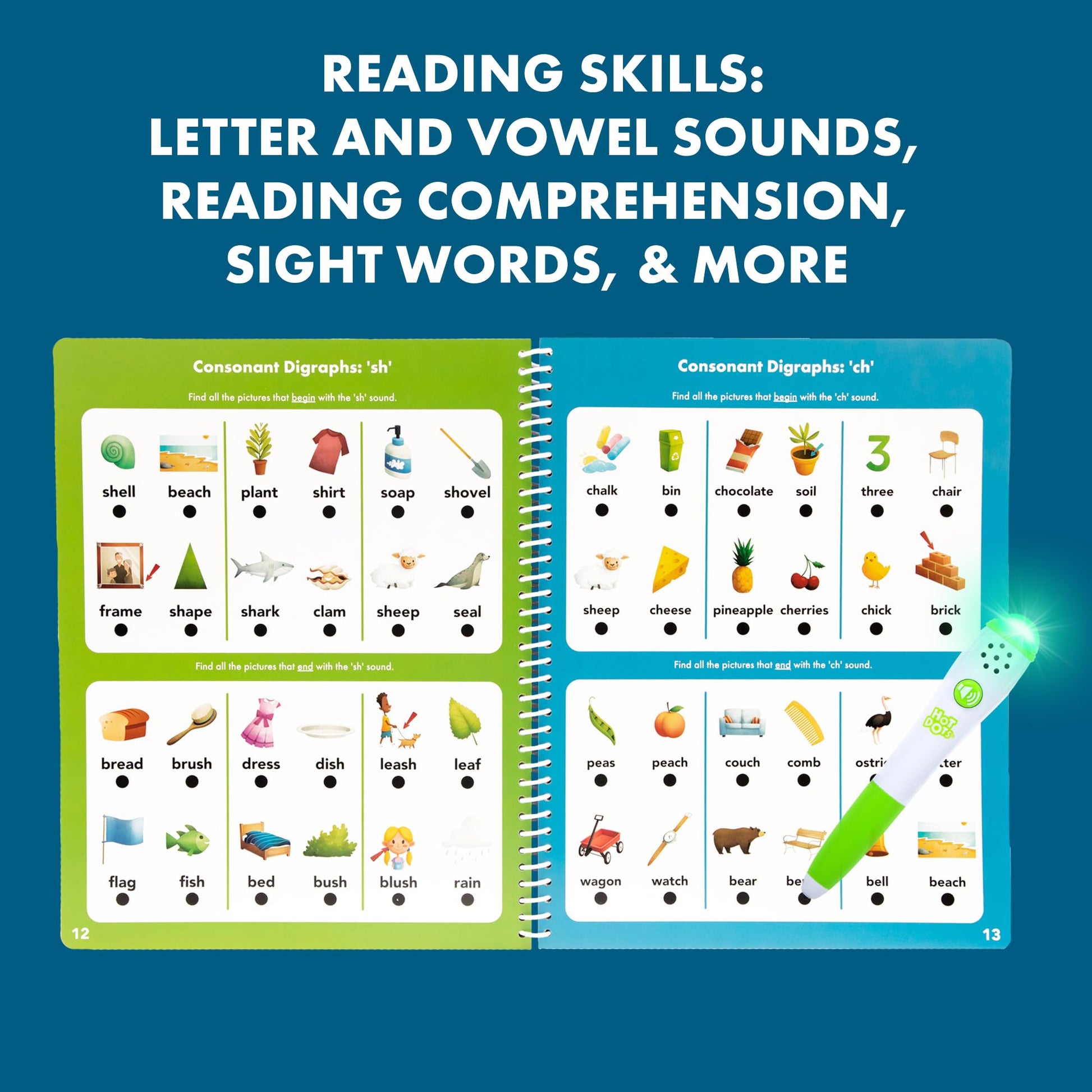 Educational Insights Hot Dots Let's Learn 1st Grade Reading, Reading Activity Workbook, Ages 6-7