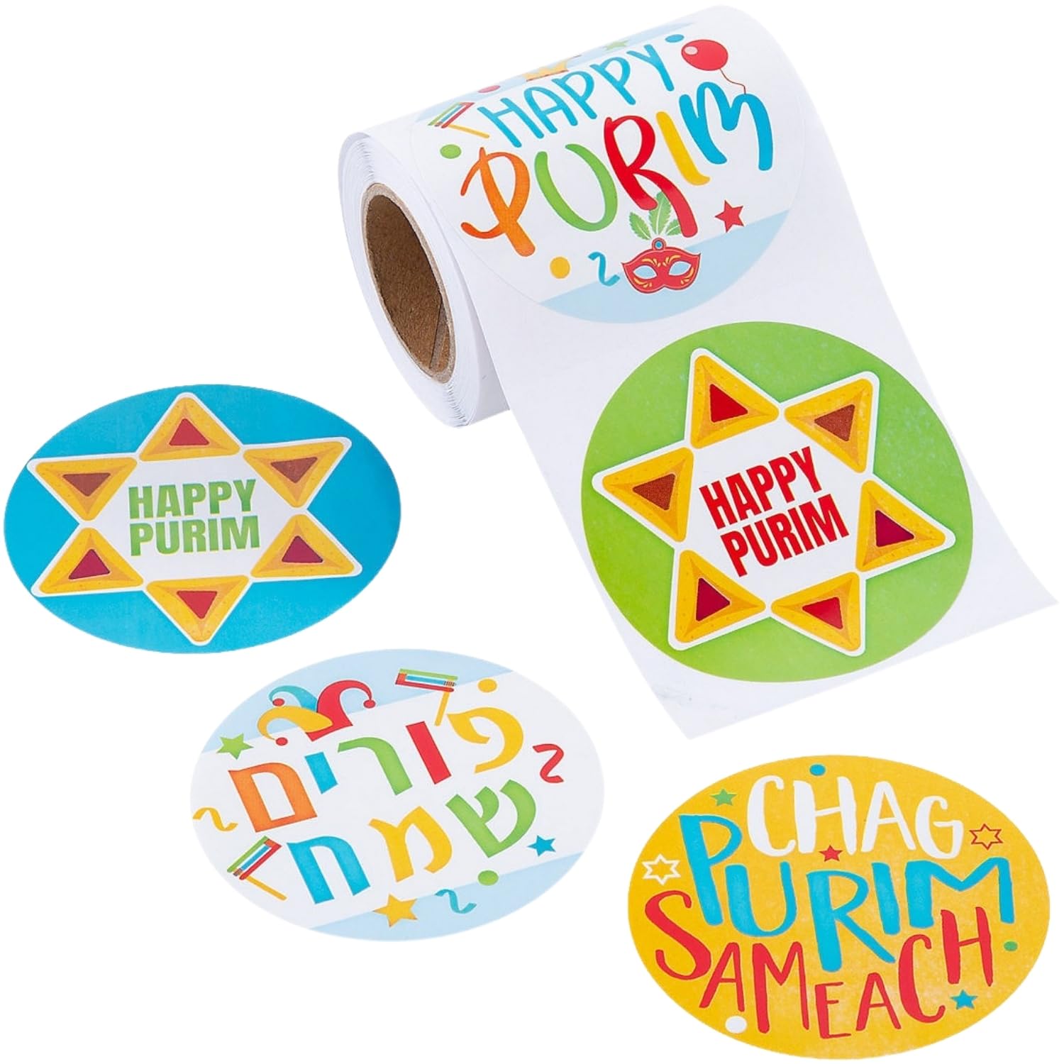 Bulk 100 Pieces Purim Sticker Roll